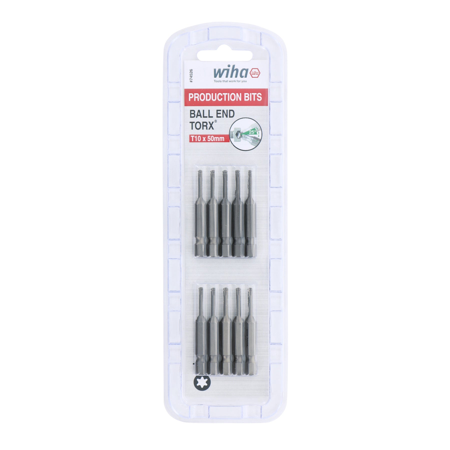 Torx Ball End Bit T10 - 50mm -  10 Pack