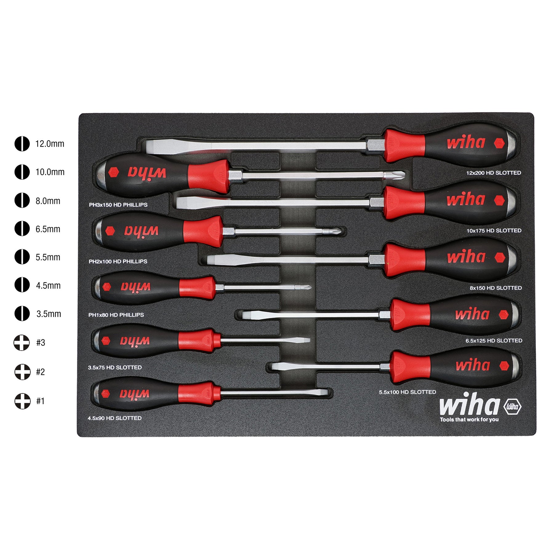 10 Piece SoftFinish XHeavy Duty Cushion Grip Screwdriver Tray Set