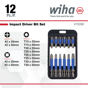 12 Piece TerminatorBlue Impact Driver Bit Set