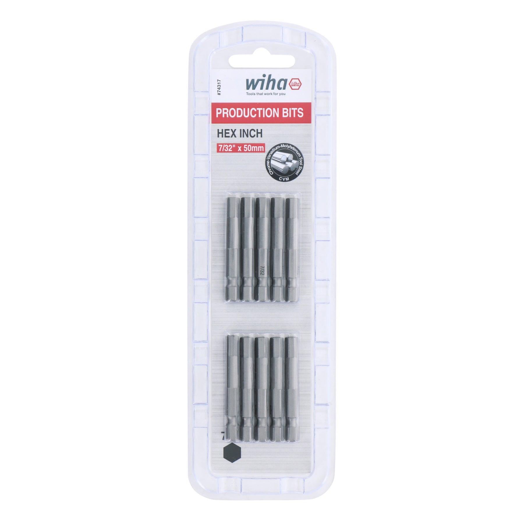 Hex Bit 7/32 - 50mm -  10 Pack