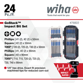 24 Piece GoStack TerminatorBlue Impact Bit Set