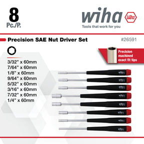 8 Piece Precision Nut Driver Set - Inch