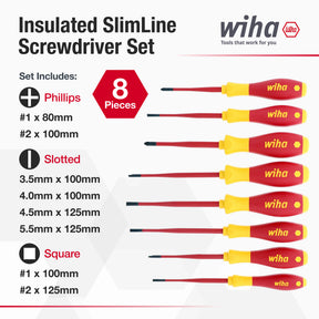 8 Piece Insulated SlimLine Screwdriver Set