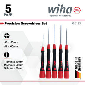 5 Piece PicoFinish Precision Slotted and Phillips Screwdriver Set