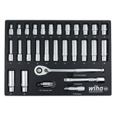 29 Piece 1/2" Drive Professional Standard and Deep Socket Tray Set - Metric