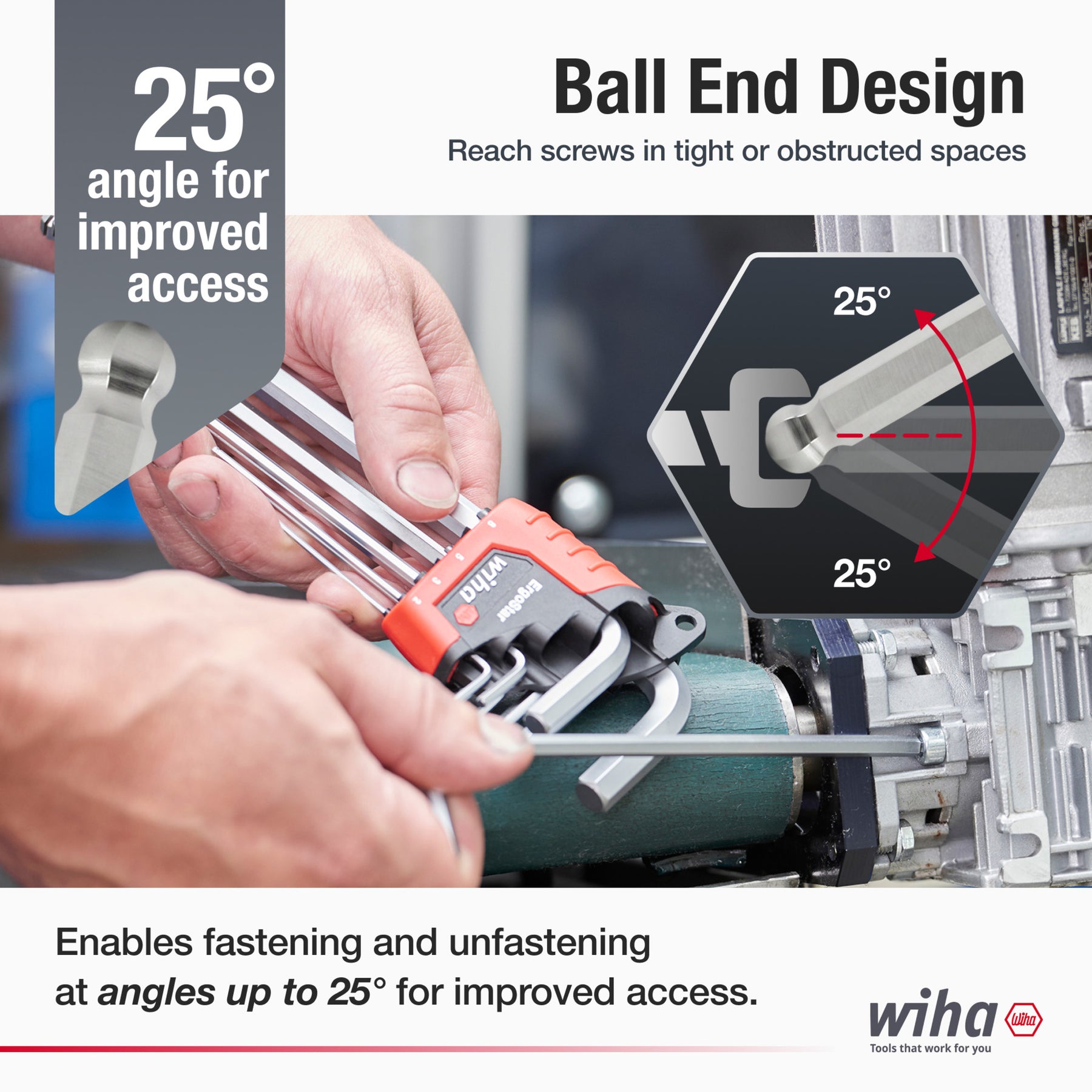 9 Piece ErgoStar Ball End Hex L-Key Set - Metric