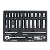 27 Piece 1/4" Drive Professional Standard and Deep Socket Tray Set - Metric