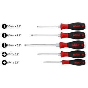 5 Piece SoftFinish XHeavy Duty Slotted and Phillips Screwdriver Set