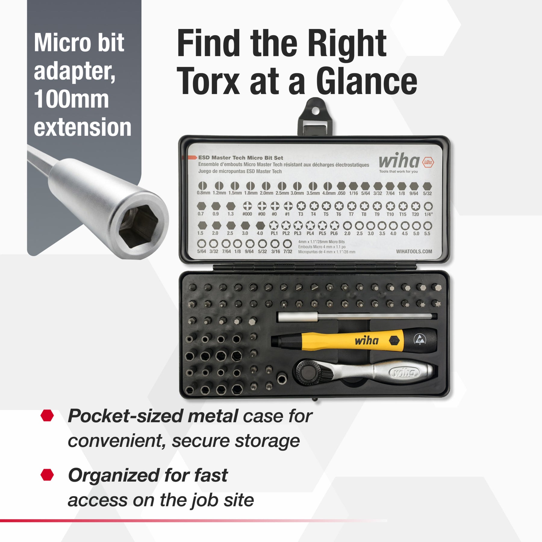 65 Piece System 4 ESD Safe Master Technician's Ratchet and MicroBits Set