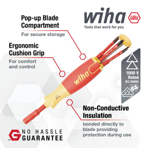 7 Piece Insulated SlimLine Ultra-Driver Blade Set Slotted, Phillips, Square