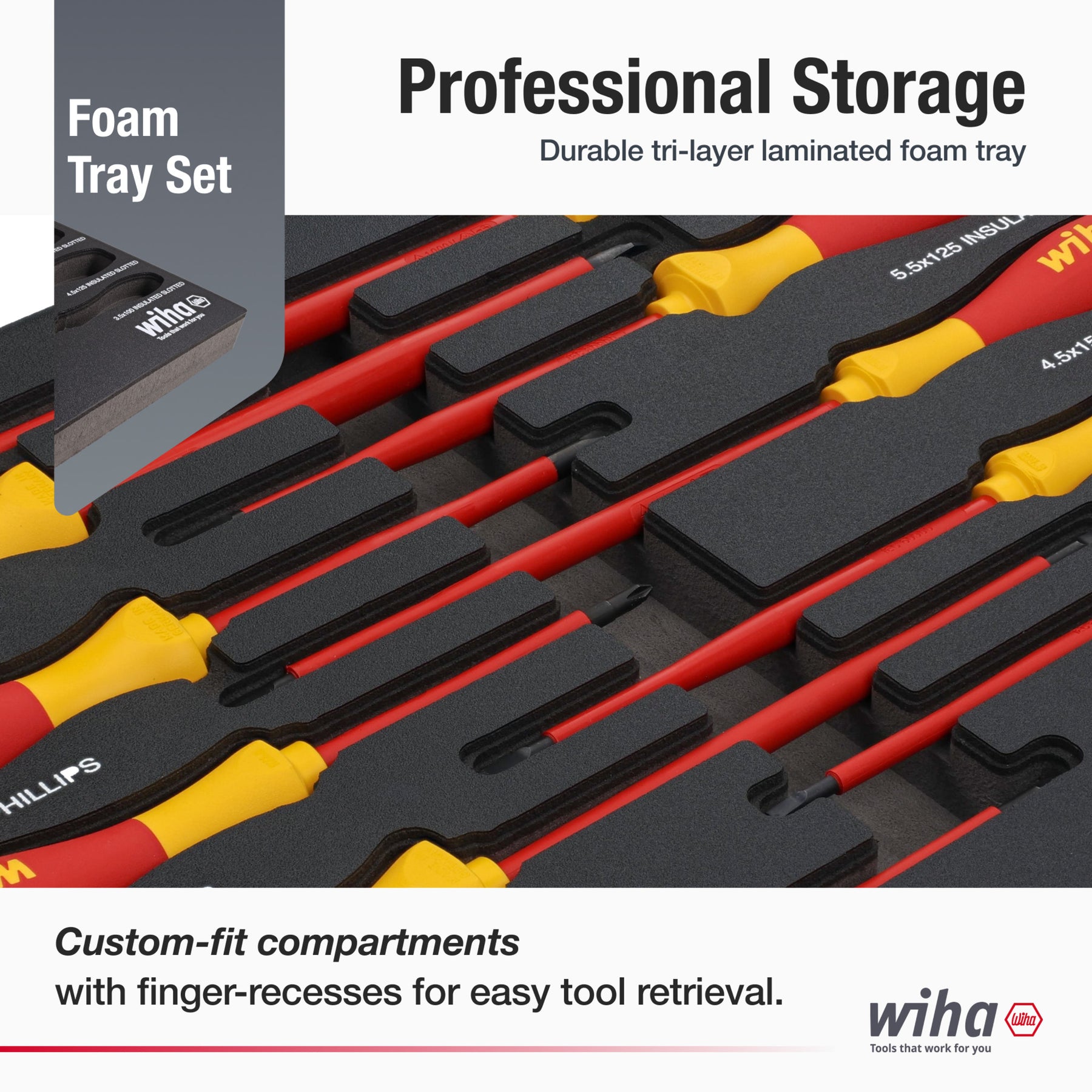 10 Piece Insulated SoftFinish Cushion Grip Screwdriver Tray Set