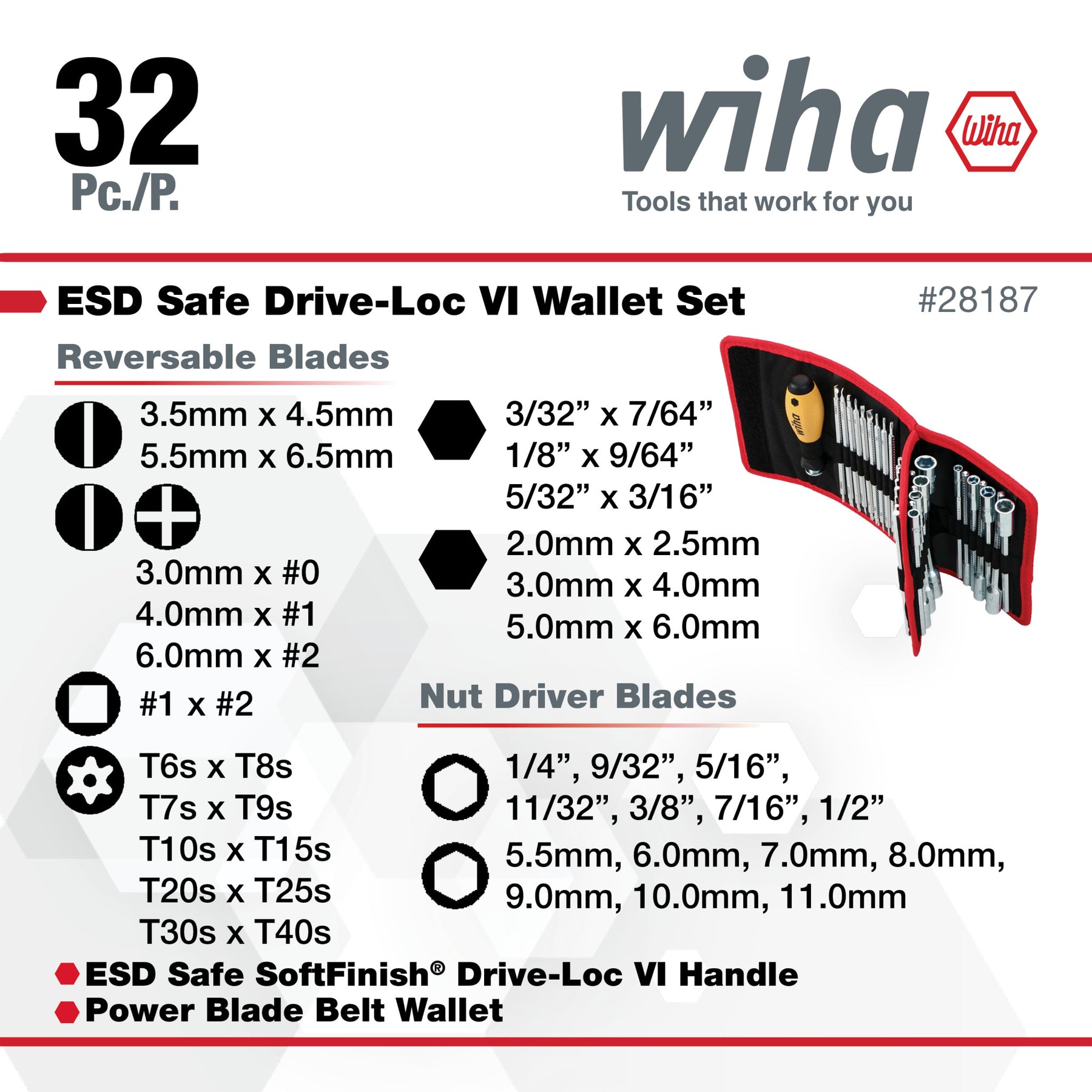 32 Piece ESD Safe Drive-Loc VI Wallet Set