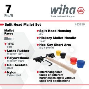 7 Piece Split Head Mallet Set 50mm