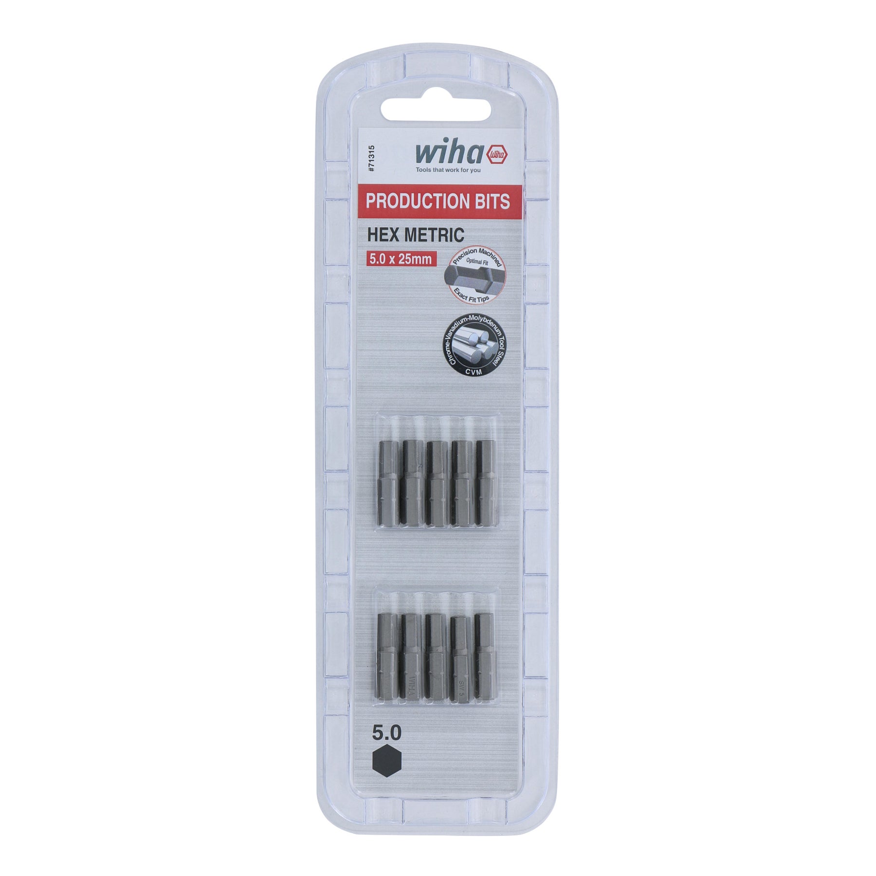 Hex Bit 5.0mm - 25mm - 10 Pack