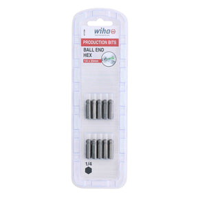 Ball End Hex Bit 1/4 - 25mm - 10 Pack