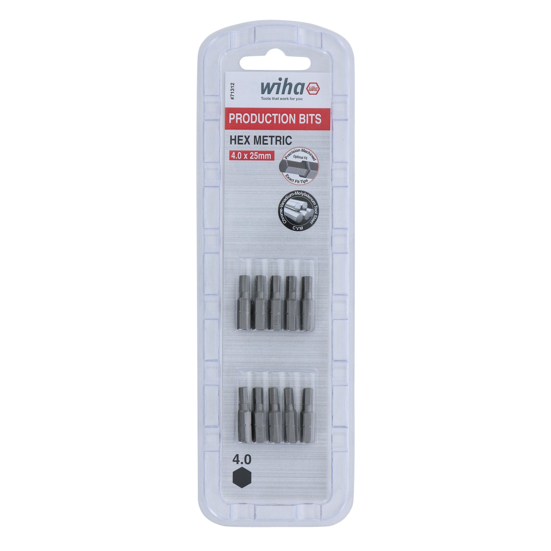 Hex Bit 4.0mm - 25mm - 10 Pack
