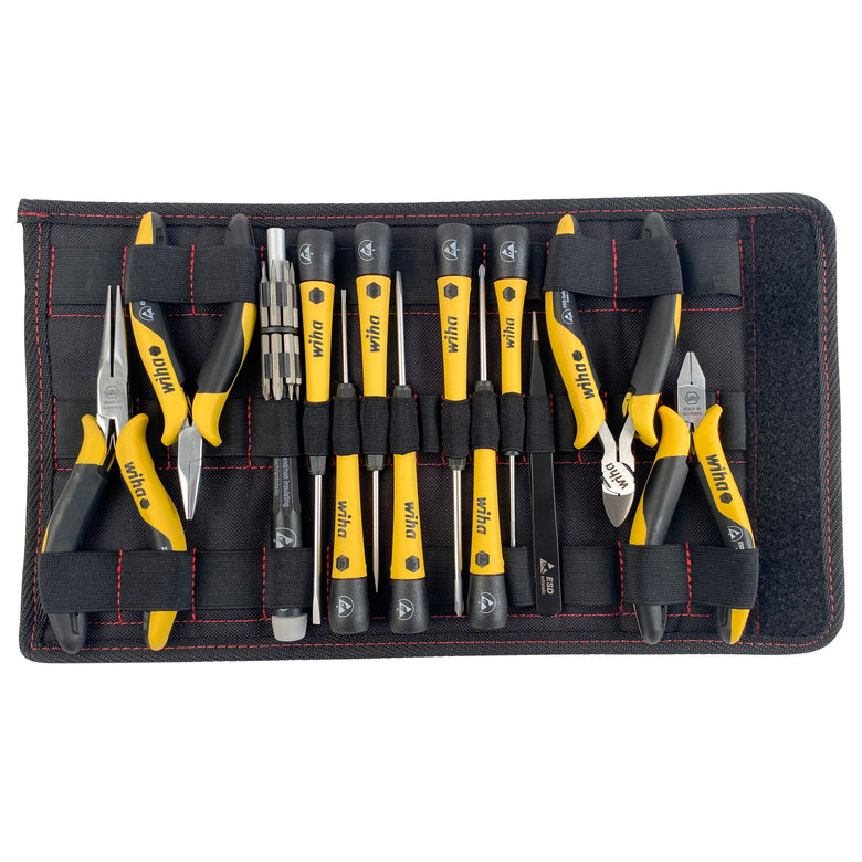 26 Piece ESD Safe PicoFinish Precision Screwdrivers Pliers and Bits Set with Heavy Duty Velcro Pouch