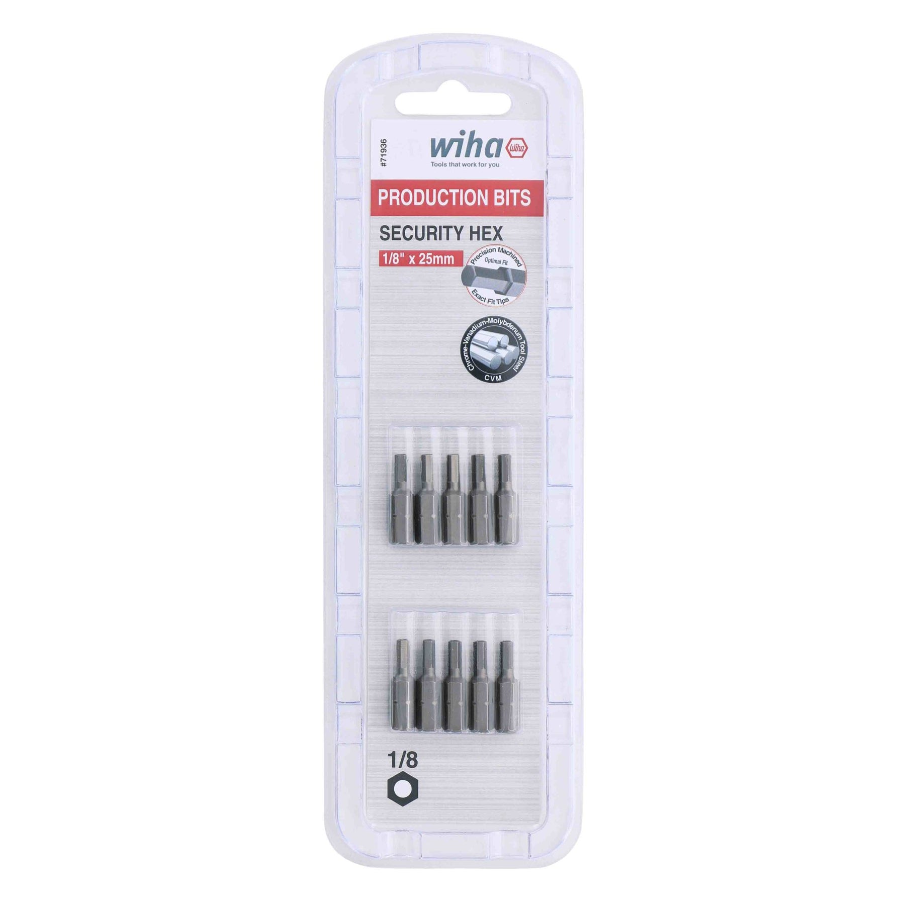 Security Hex Bit 1/8 - 25mm - 10 Pack