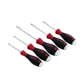 Wiha 53090 5 Piece SoftFinish XHeavy Duty Slotted and Phillips Screwdriver Set