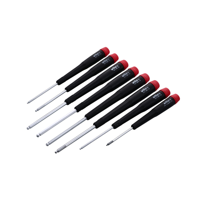 8 Piece Precision Ball End Hex Screwdriver Set - Inch