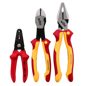 Wiha 32863 3 Piece Insulated Pliers, Cutters, Wire Stripper Set